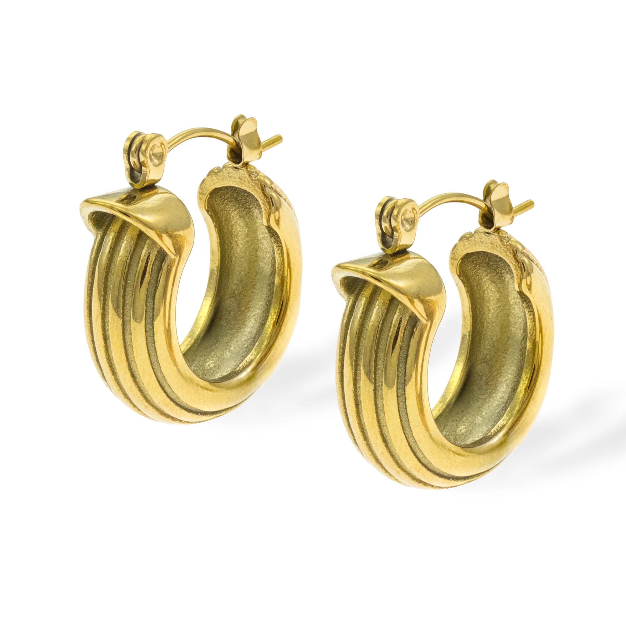 Linear Textured Hoops – Gold