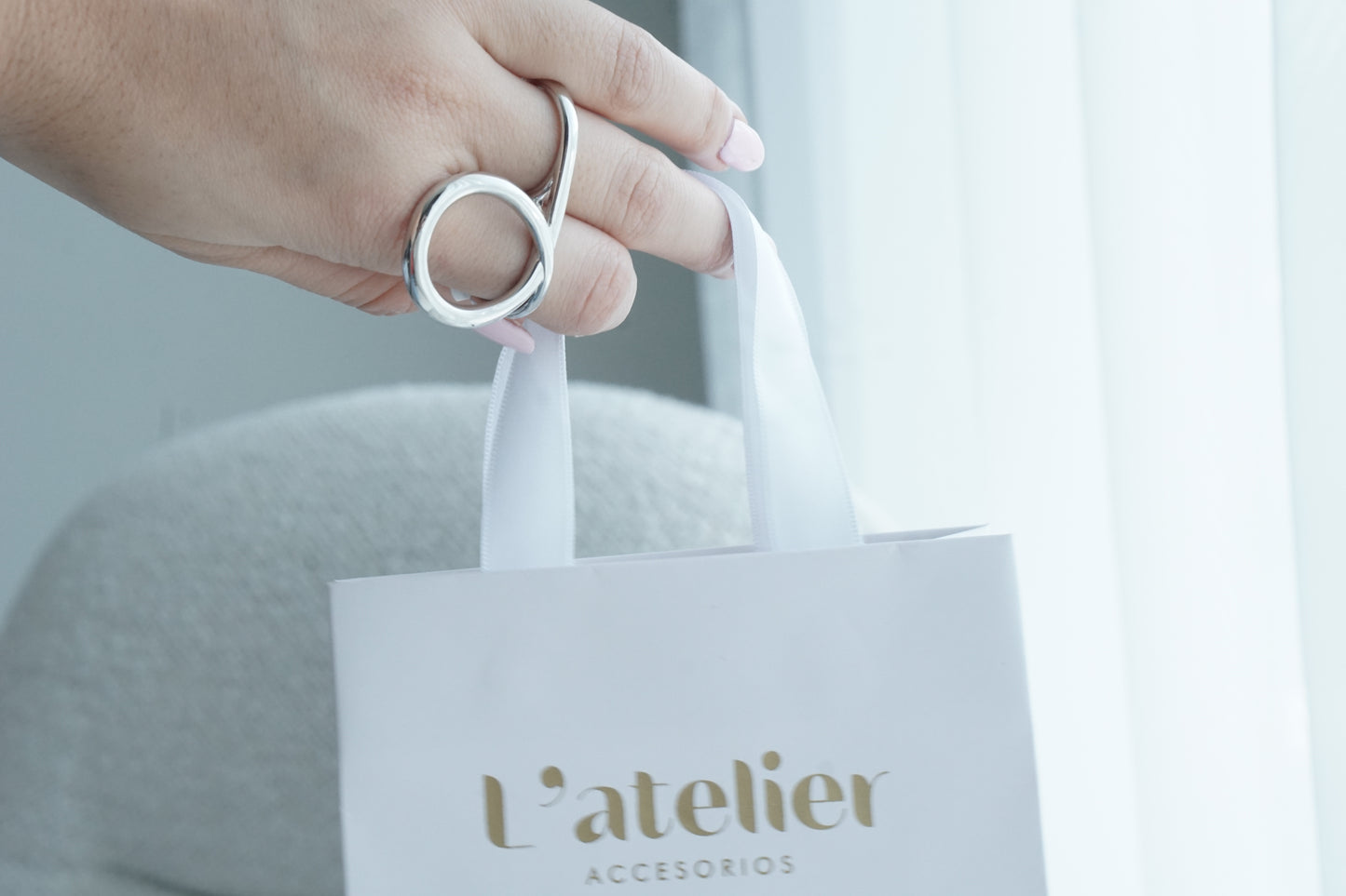 Anillo doble dedo circulo plateado
