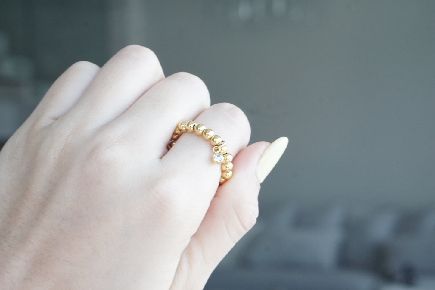 Adjustable Anxiety Ring with 4MM Beads – Gold