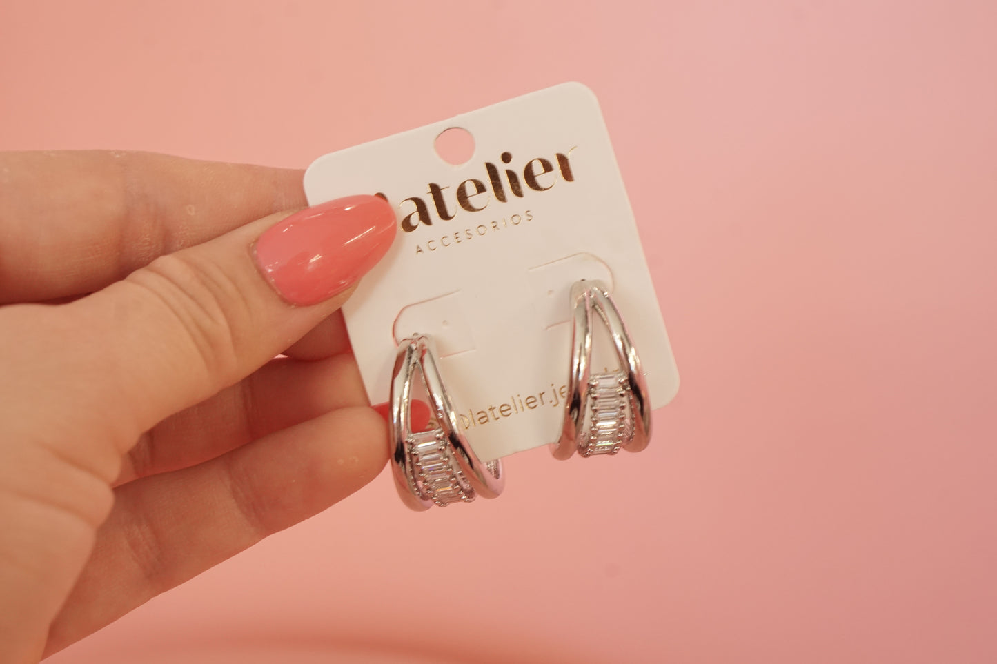 arracadas acero inoxidable con zirconias