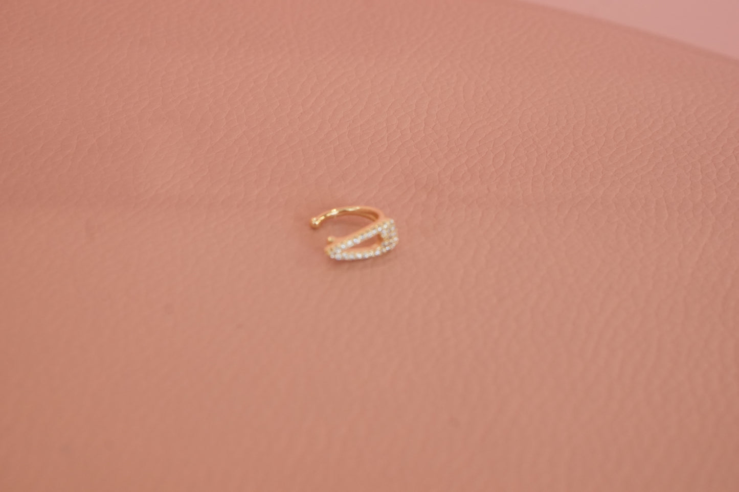 Earcuff doble con zirconias dorado chapa de oro