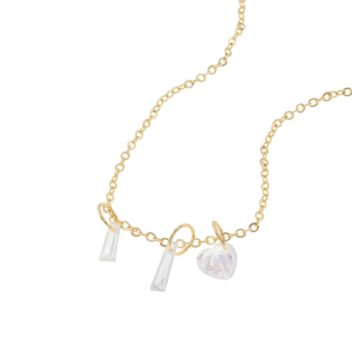 Simple Necklace with Zirconia Shapes 44CM – 14K