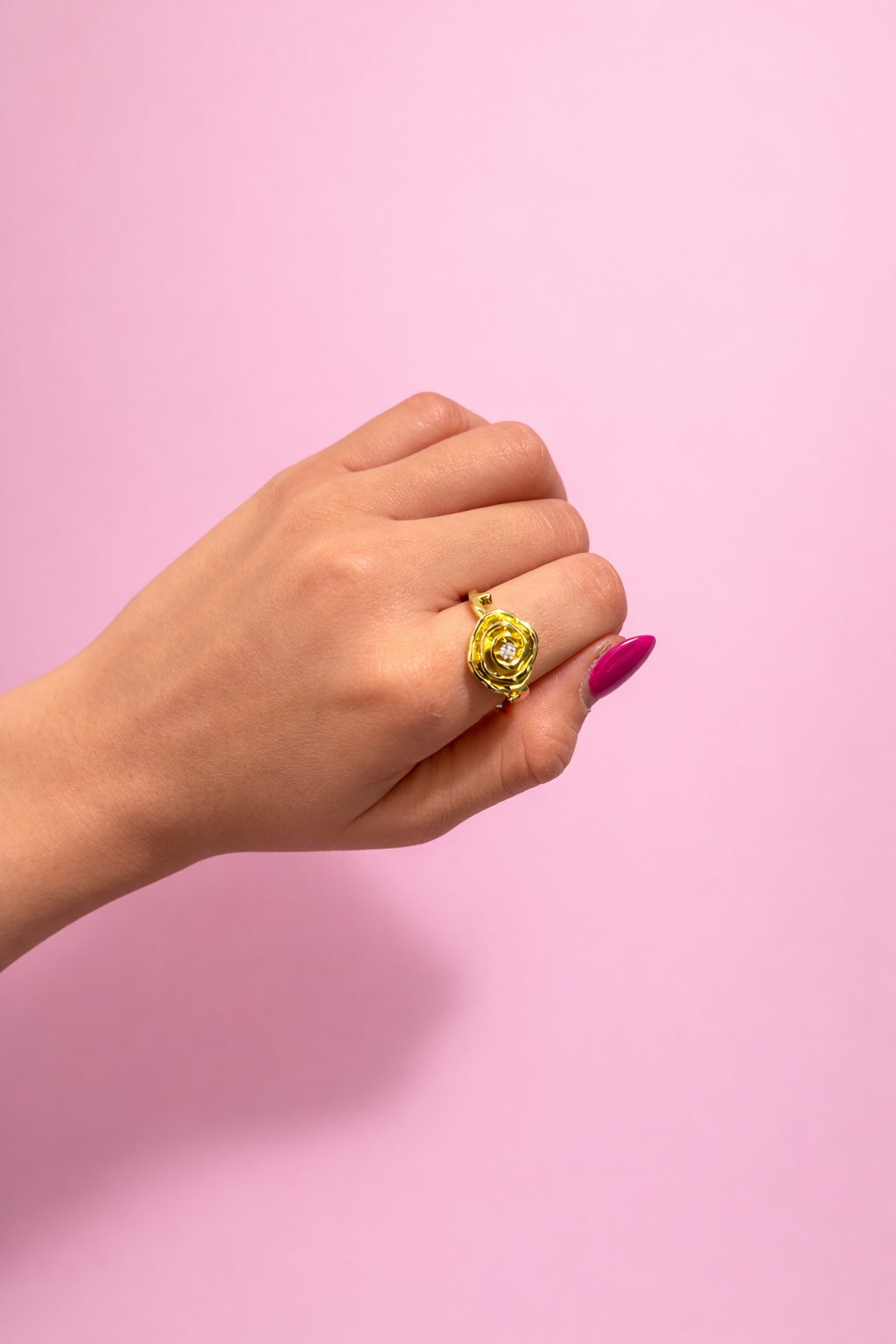 Anillo rosa con brillo