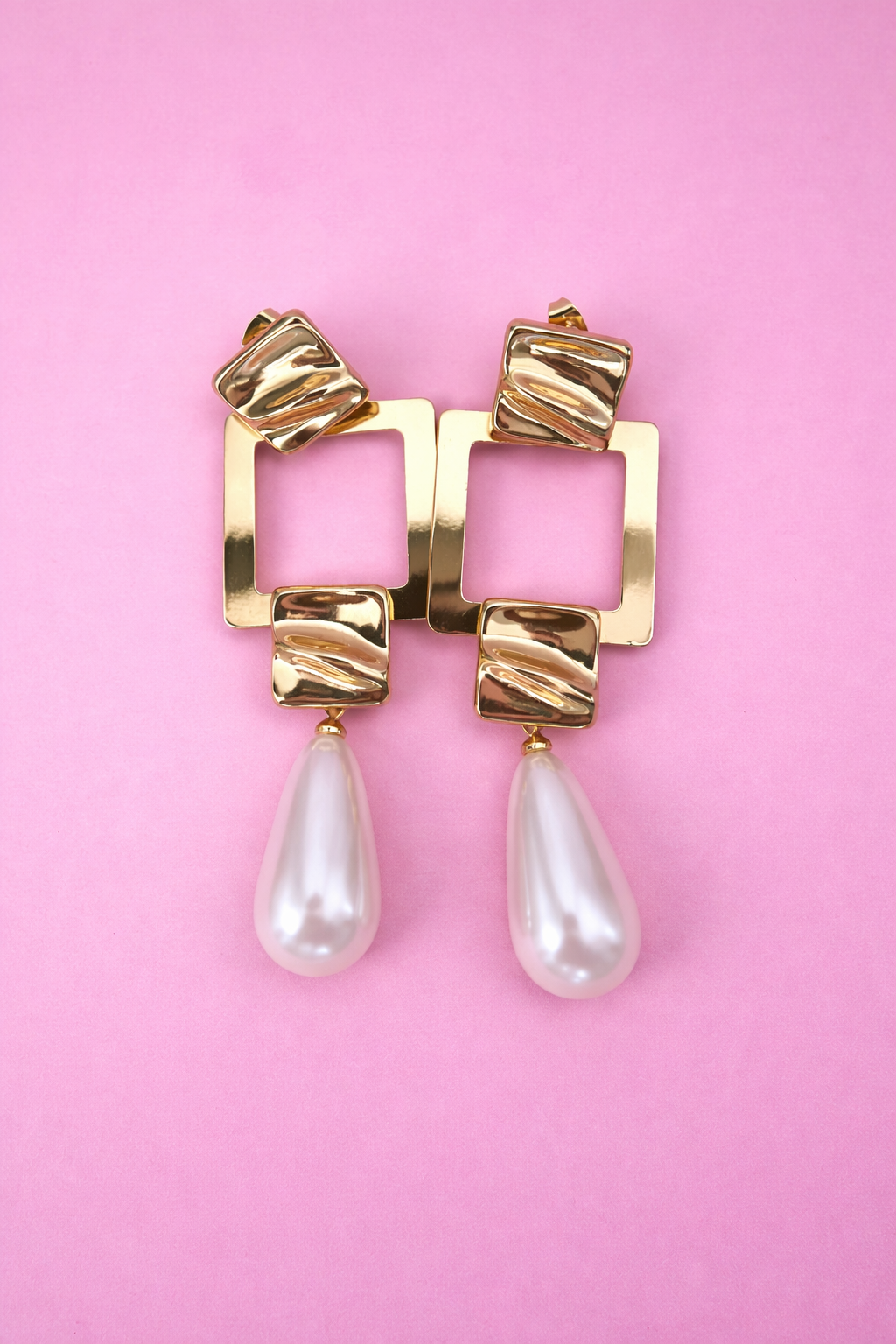 Aretes largos cuadrado y perla