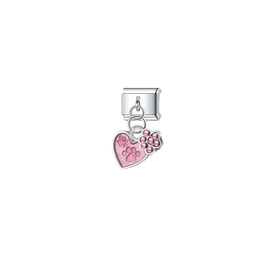 charm huella perrito rosa  con brillos