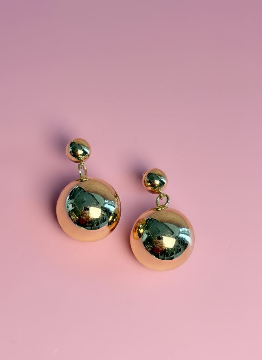 Aretes sphere chapa de oro 18k