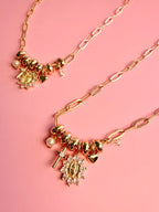 COLLAR MEDALLA VIRGEN DE GUADALUPE Y CRUZ CON ZIRCONIA CH14K