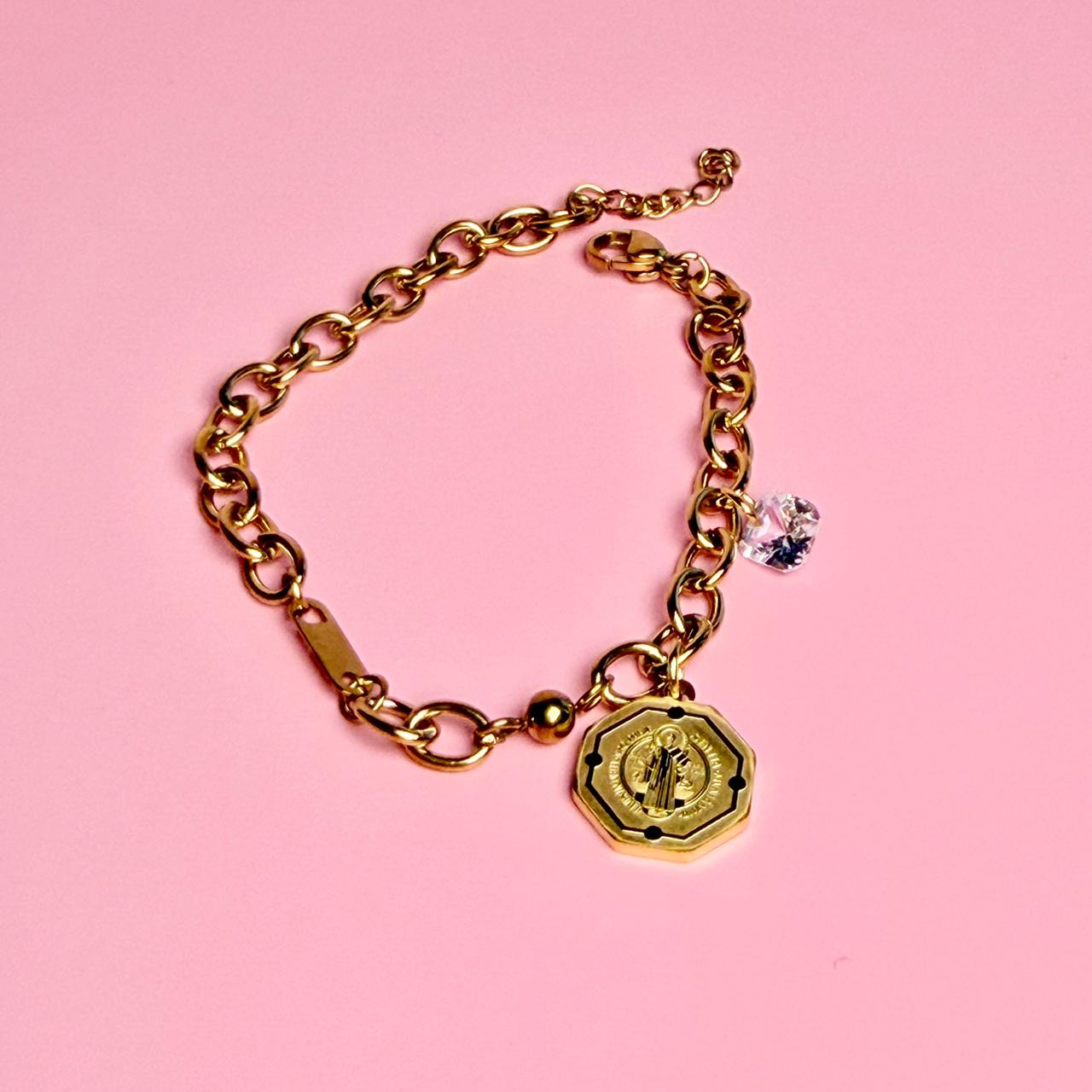 PULSERA CON MEDALLA OCTAGONAL DE SAN BENIT