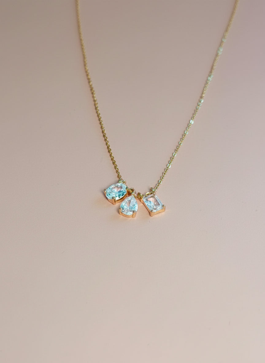 COLLAR CIRCONIAS GEOMETRICAS 45MM 14K