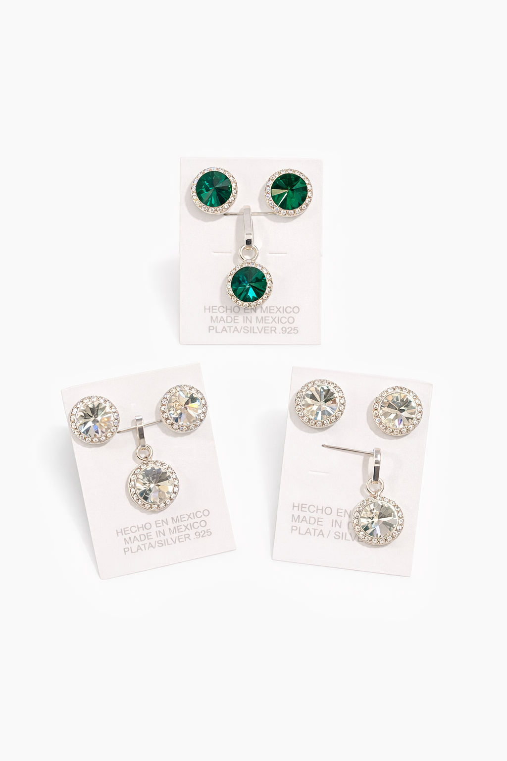 Set de aretes con dije de plata .925 dije grande