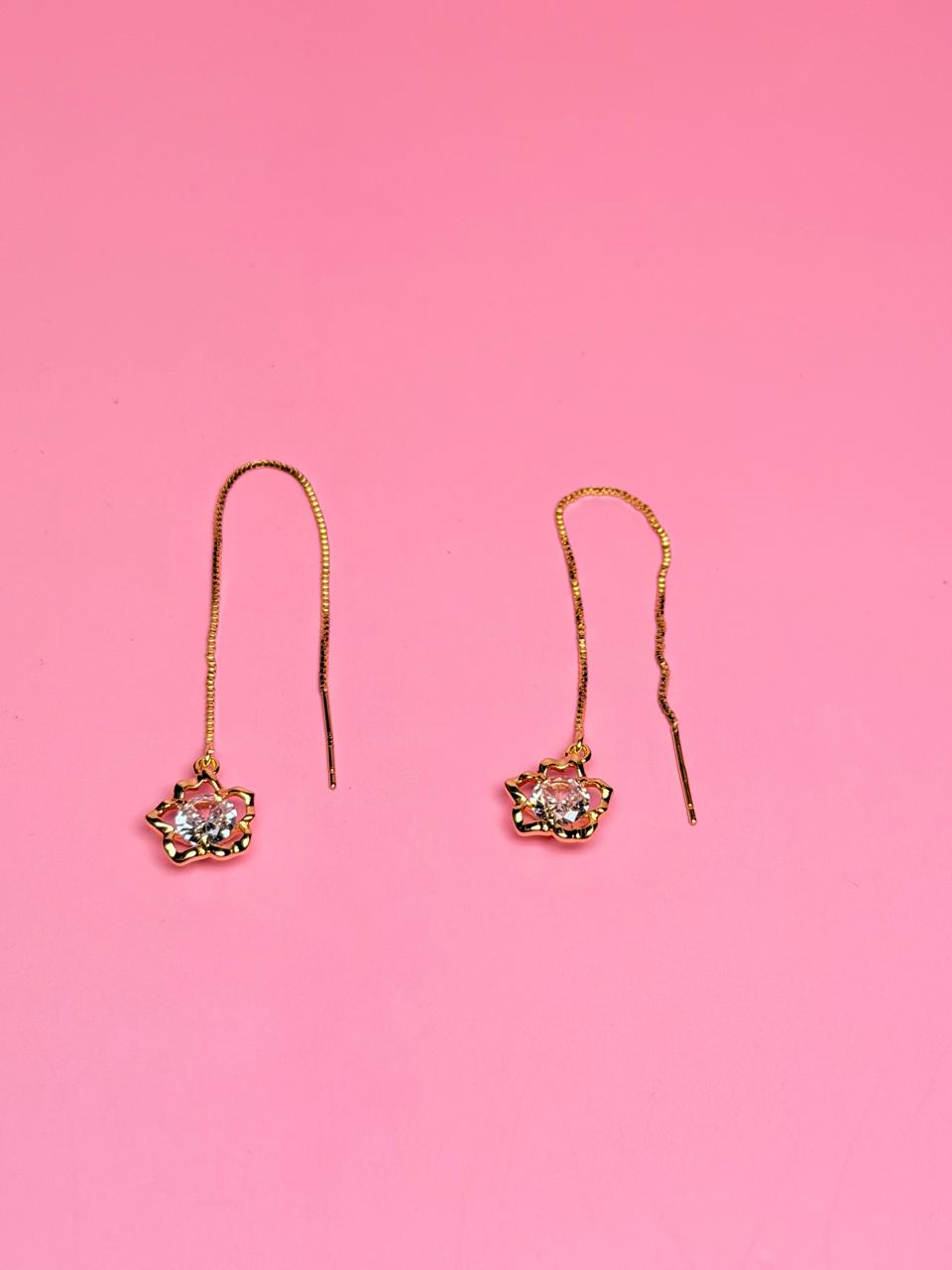 Aretes flor brillo chapa de oro