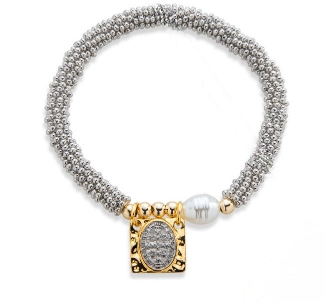 pulsera microesferas con dije