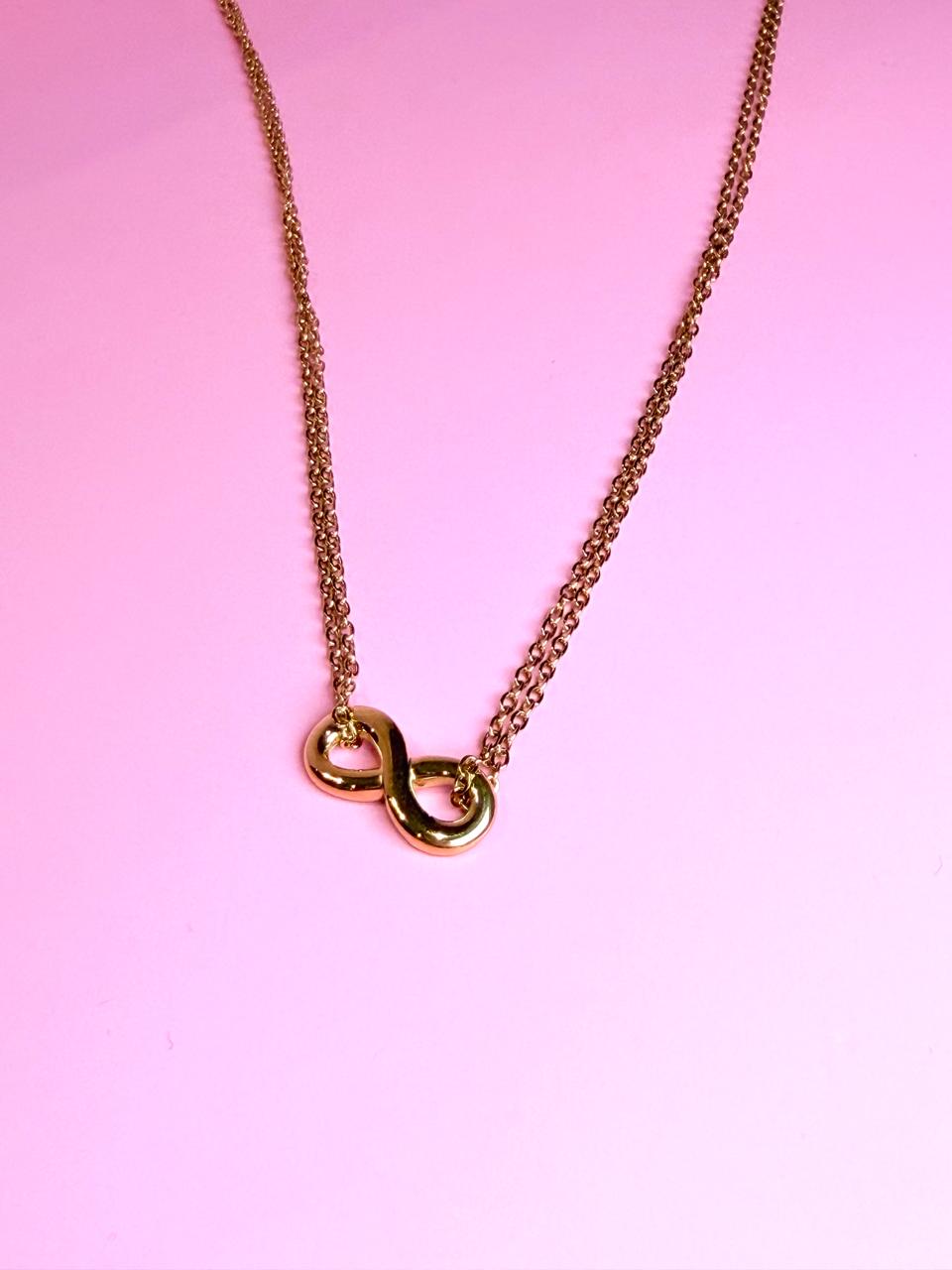 COLLAR DOBLE CADENA CON INFINITO 45CM DORADO