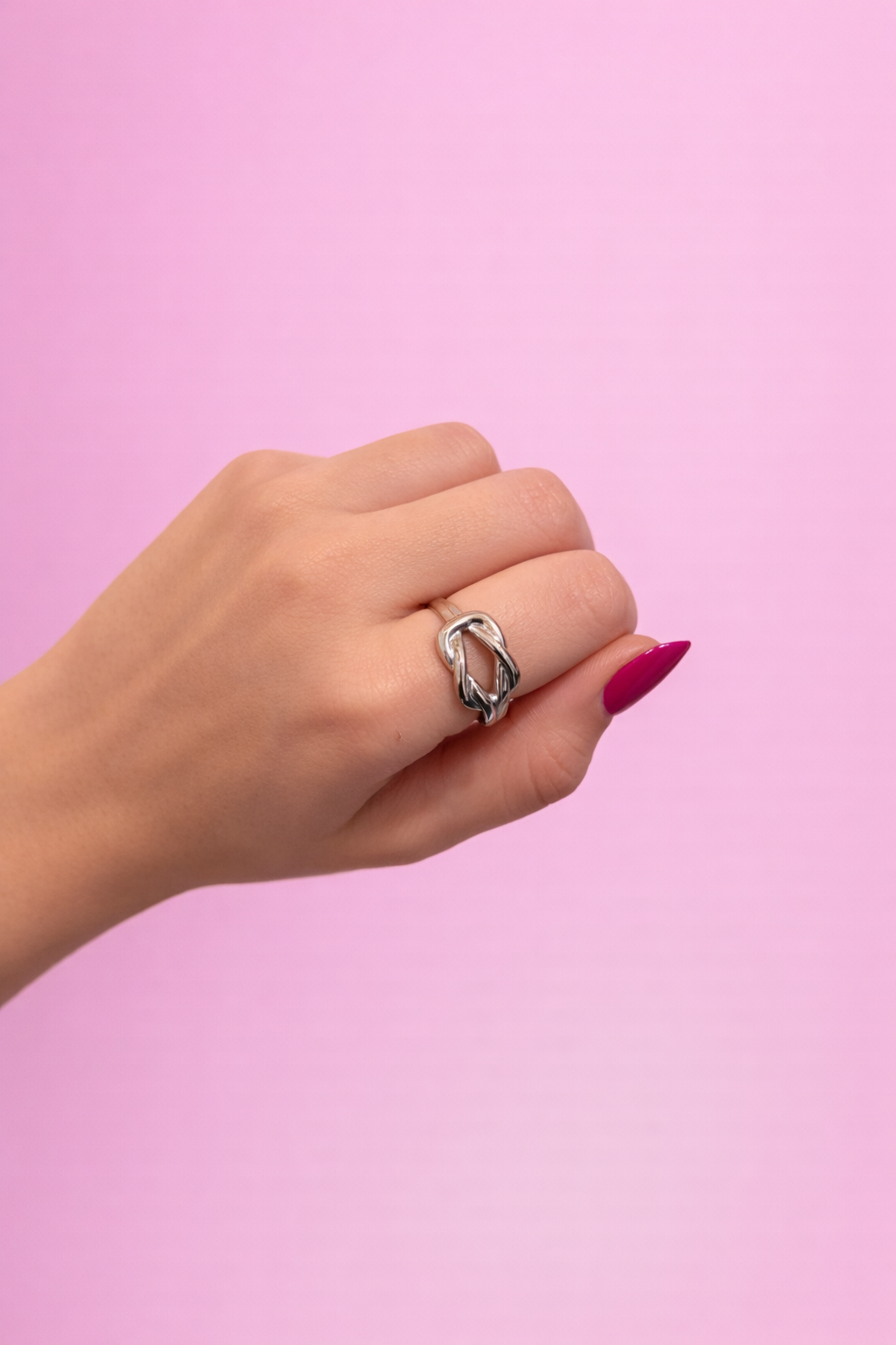 Anillo nudo plateado