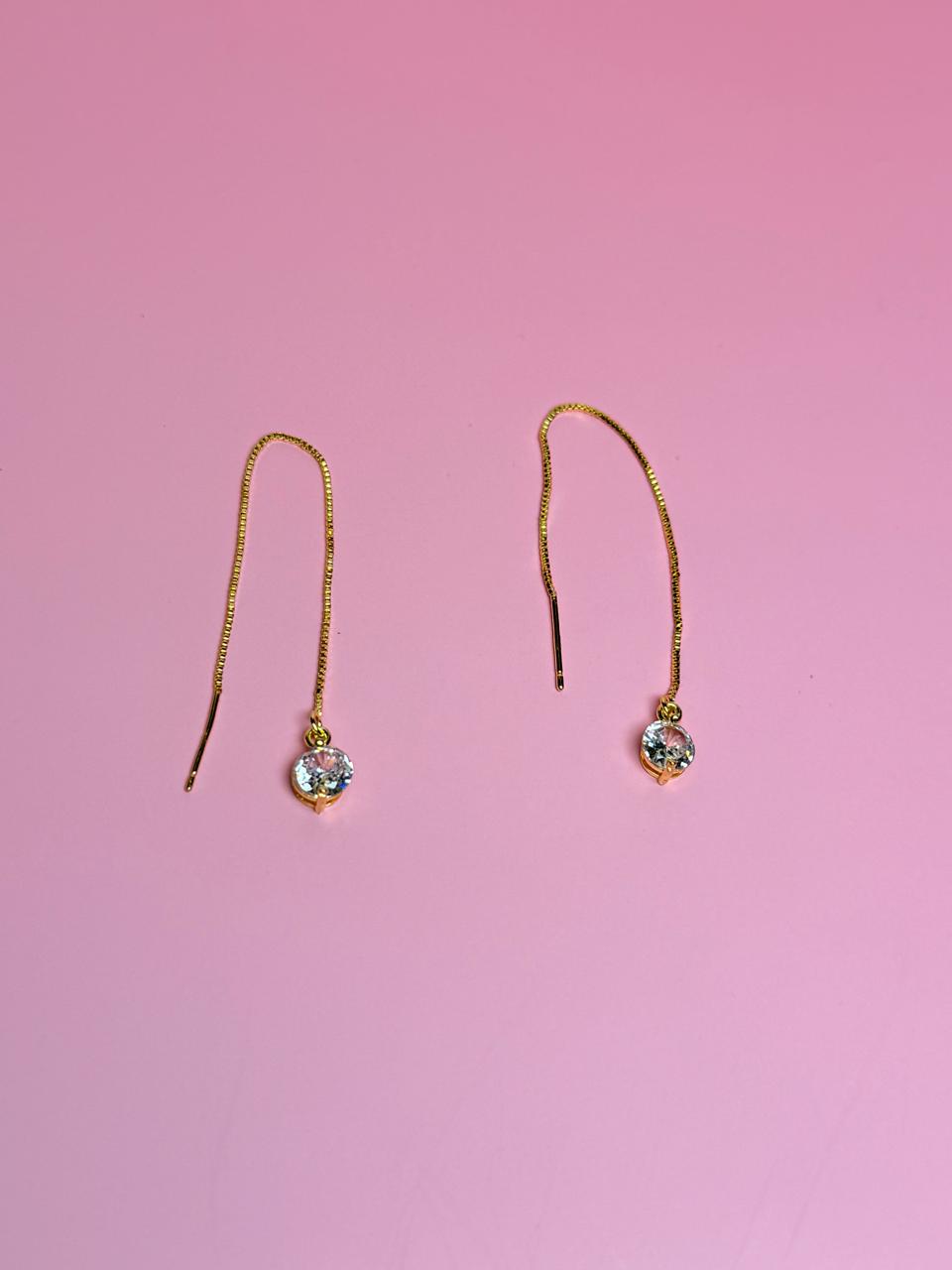 Aretes brillo colgante chapa de oro