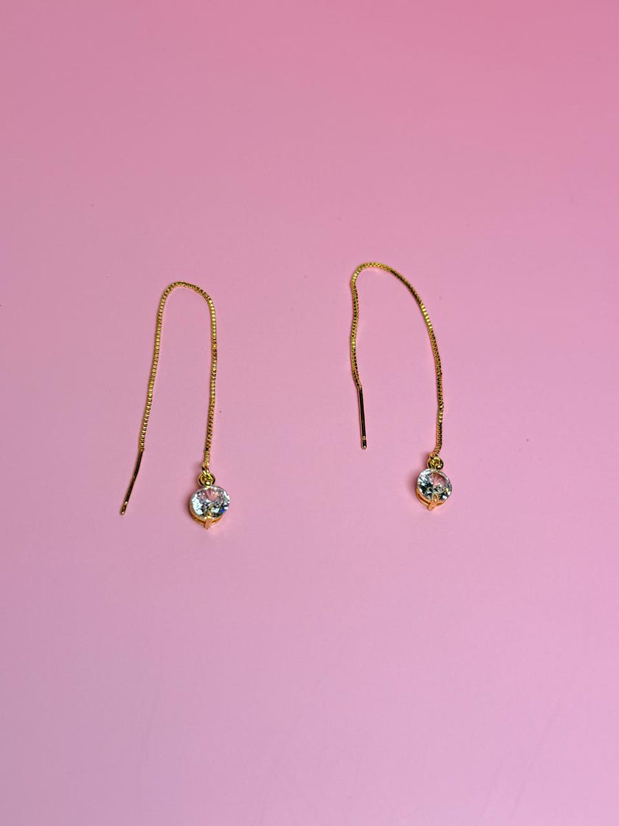 Aretes brillo colgante chapa de oro