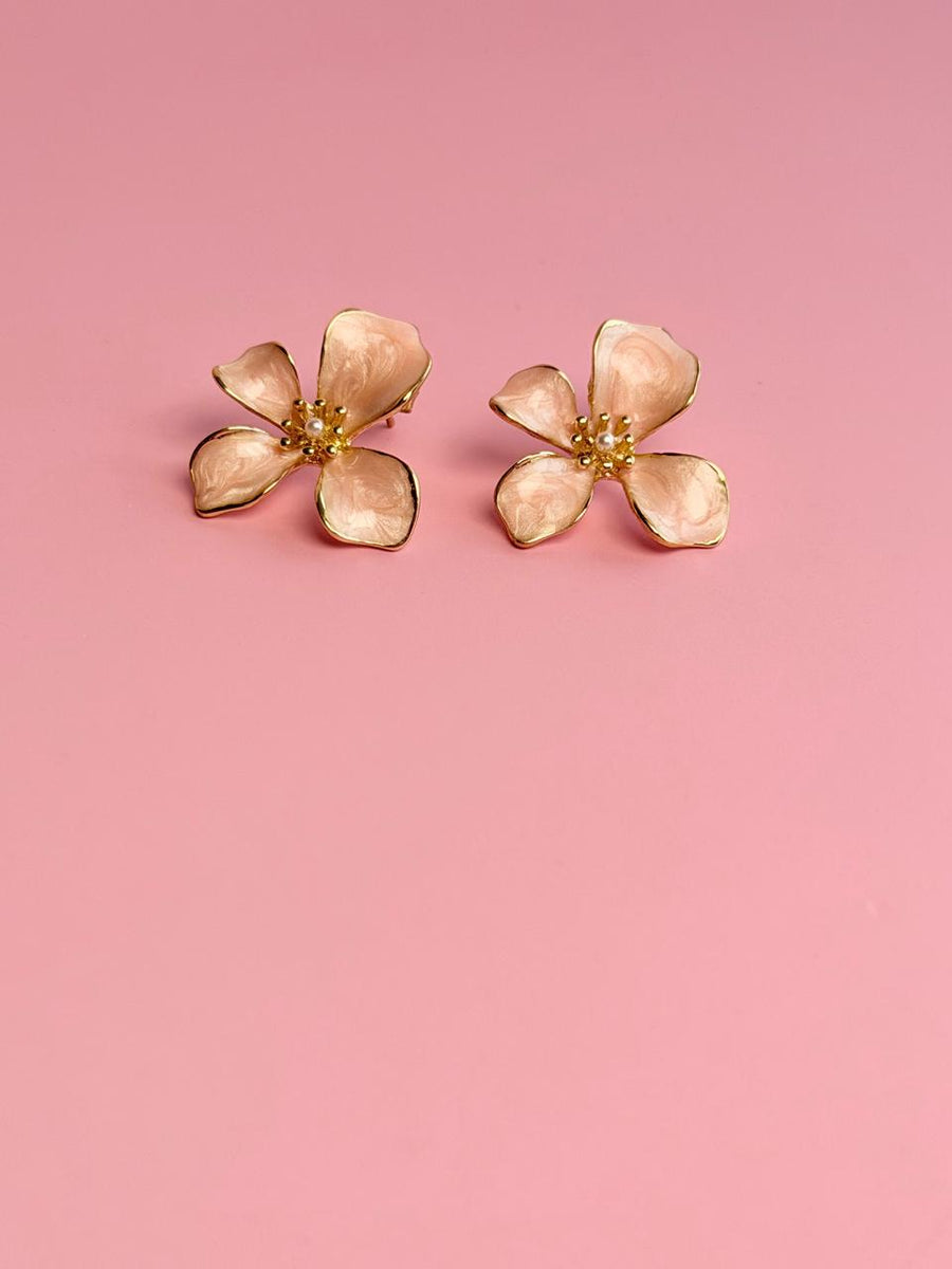 Aretes flor rosa