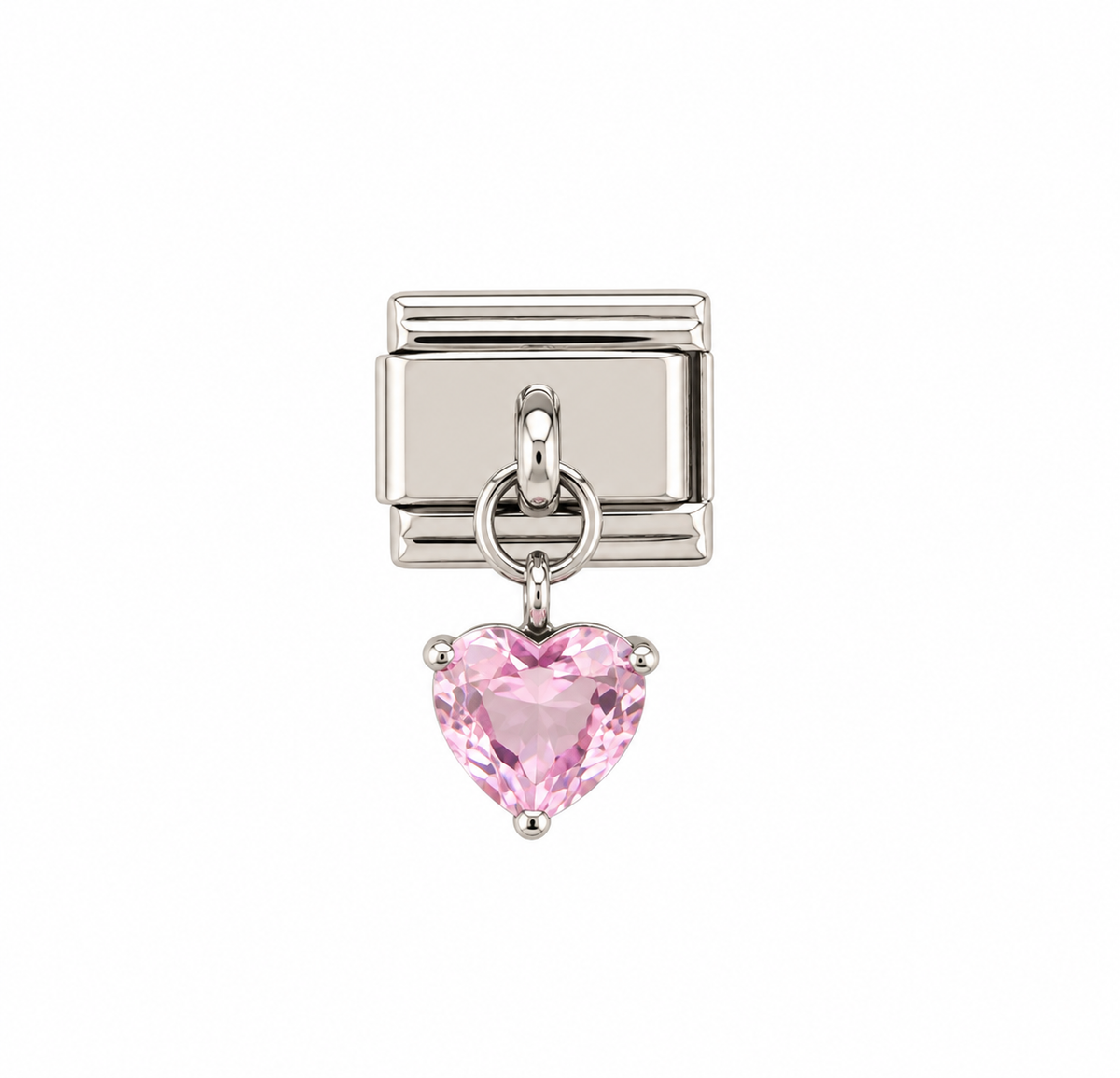 Charm italiano corazón rosa colgante