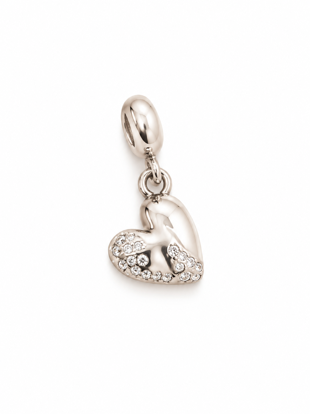 Charm corazon colgante con zirconias platado