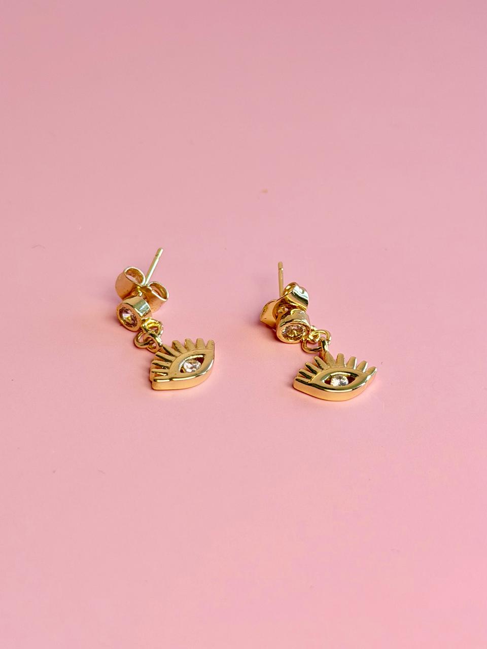 ARETES OJITOS CHAPA18K