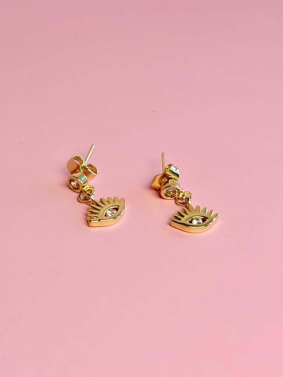 ARETES OJITOS CHAPA18K