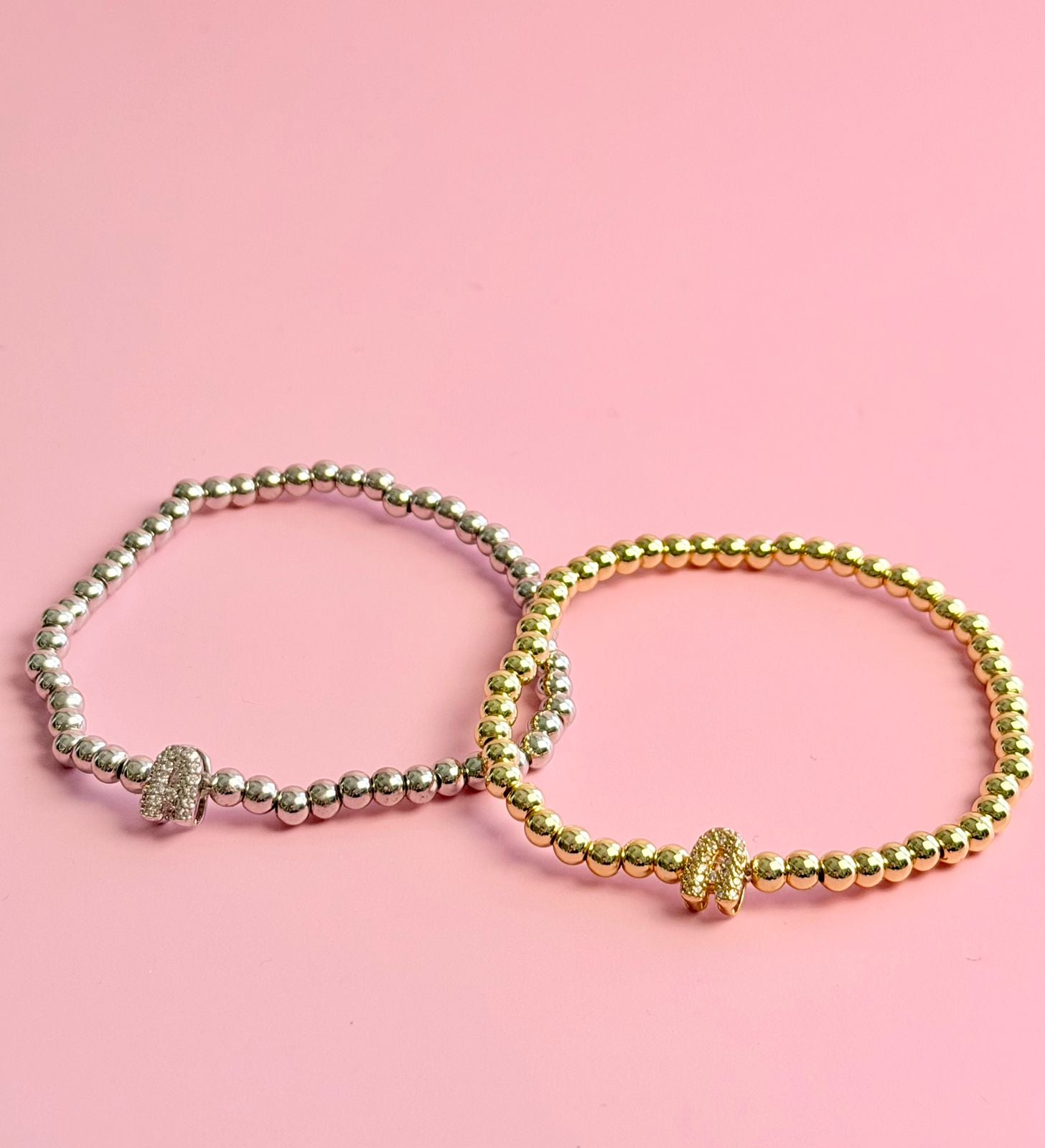 PULSERA CHAPA DE ORO 18K INICIAL CON ZIRCONIA