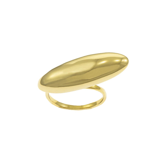 Smooth Oval Adjustable Ring – Silver