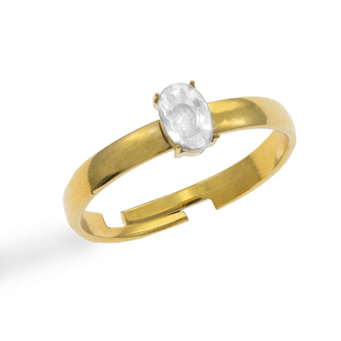 Anillo solitario ajutable con cristal oval