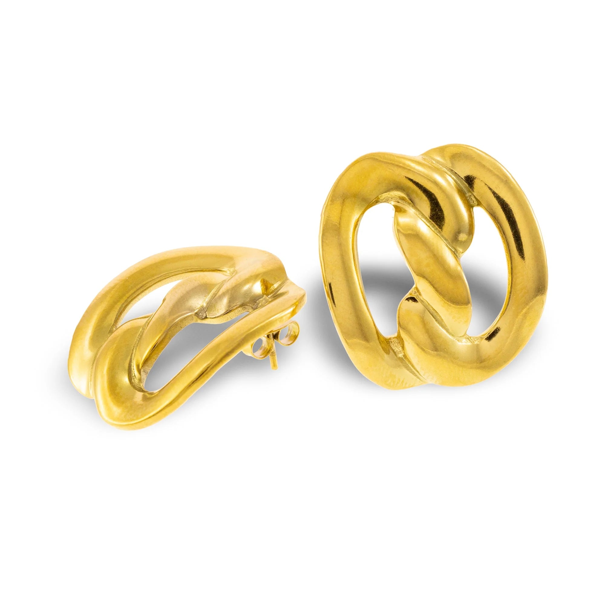 Interlocked Hoop Earrings – Gold
