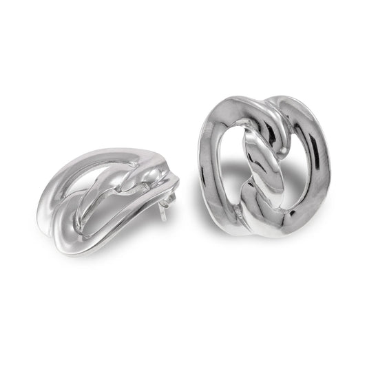 Interlocked Hoop Earrings – Silver