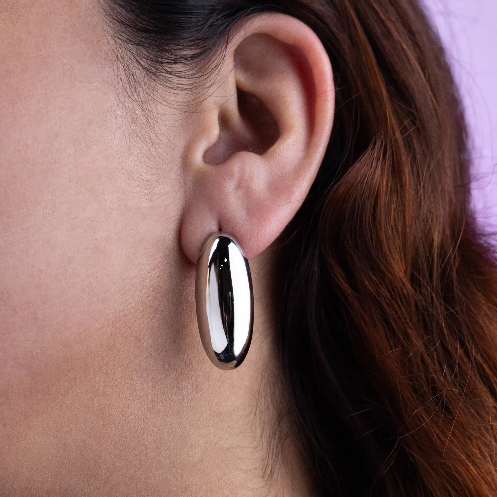 Smooth Oval Earrings – Silver