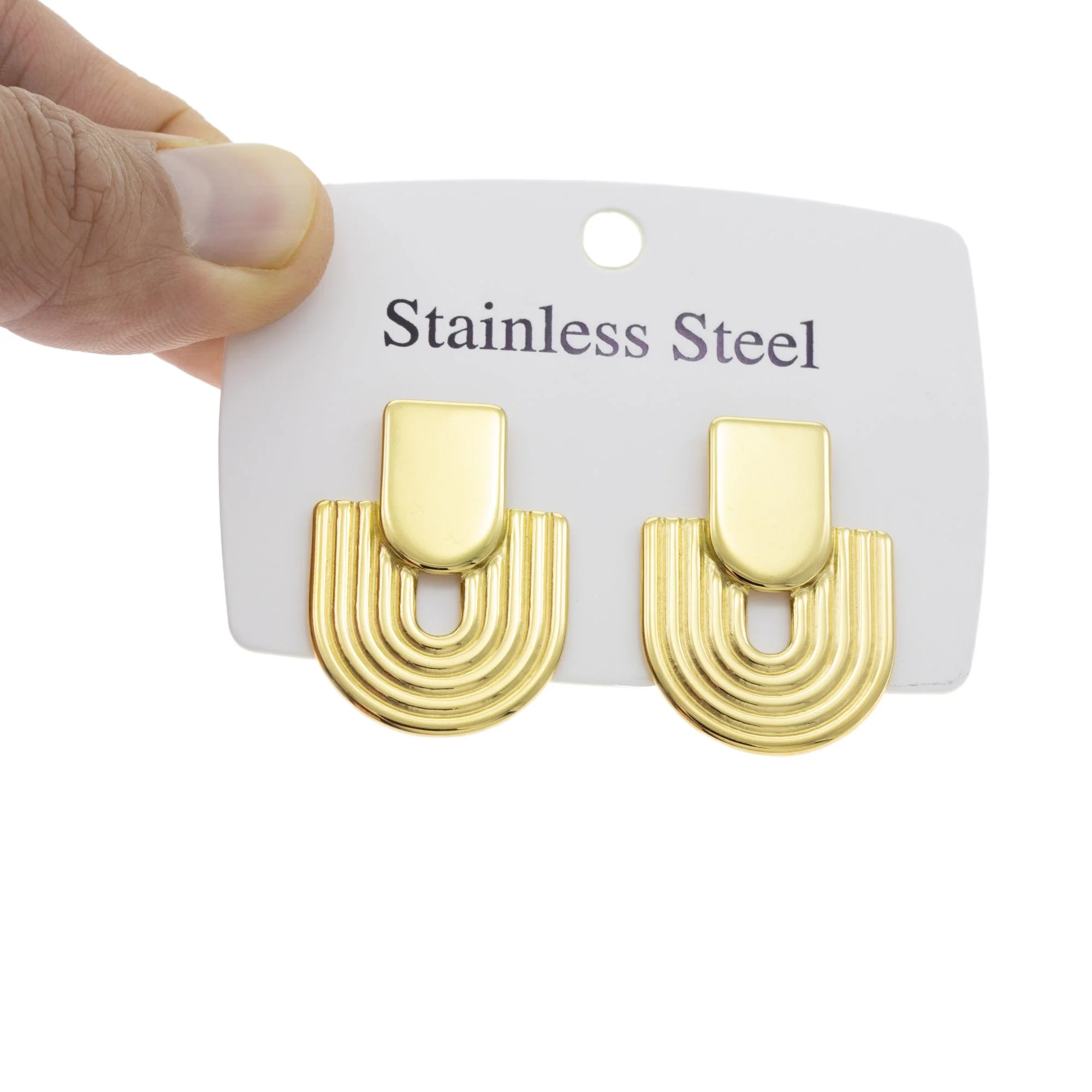 Wavy Lined Earrings – Gold