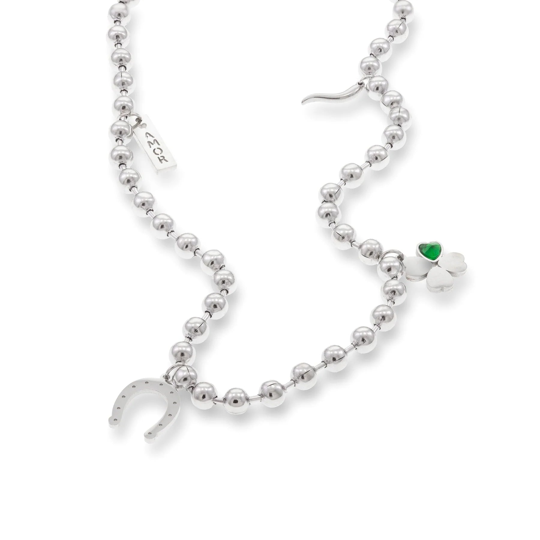 Lucky Charms Beaded Necklace – Silver