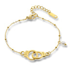 Handcuff Bracelet with Pearl – Gold