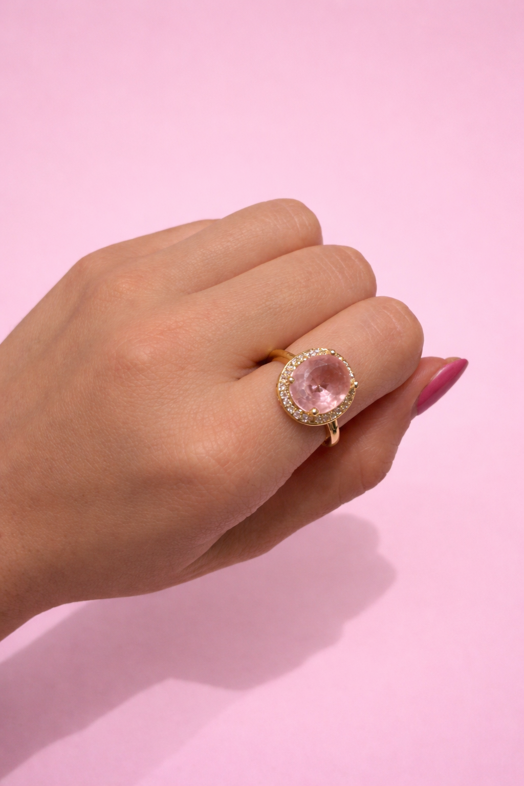 Anillo cristal rosa