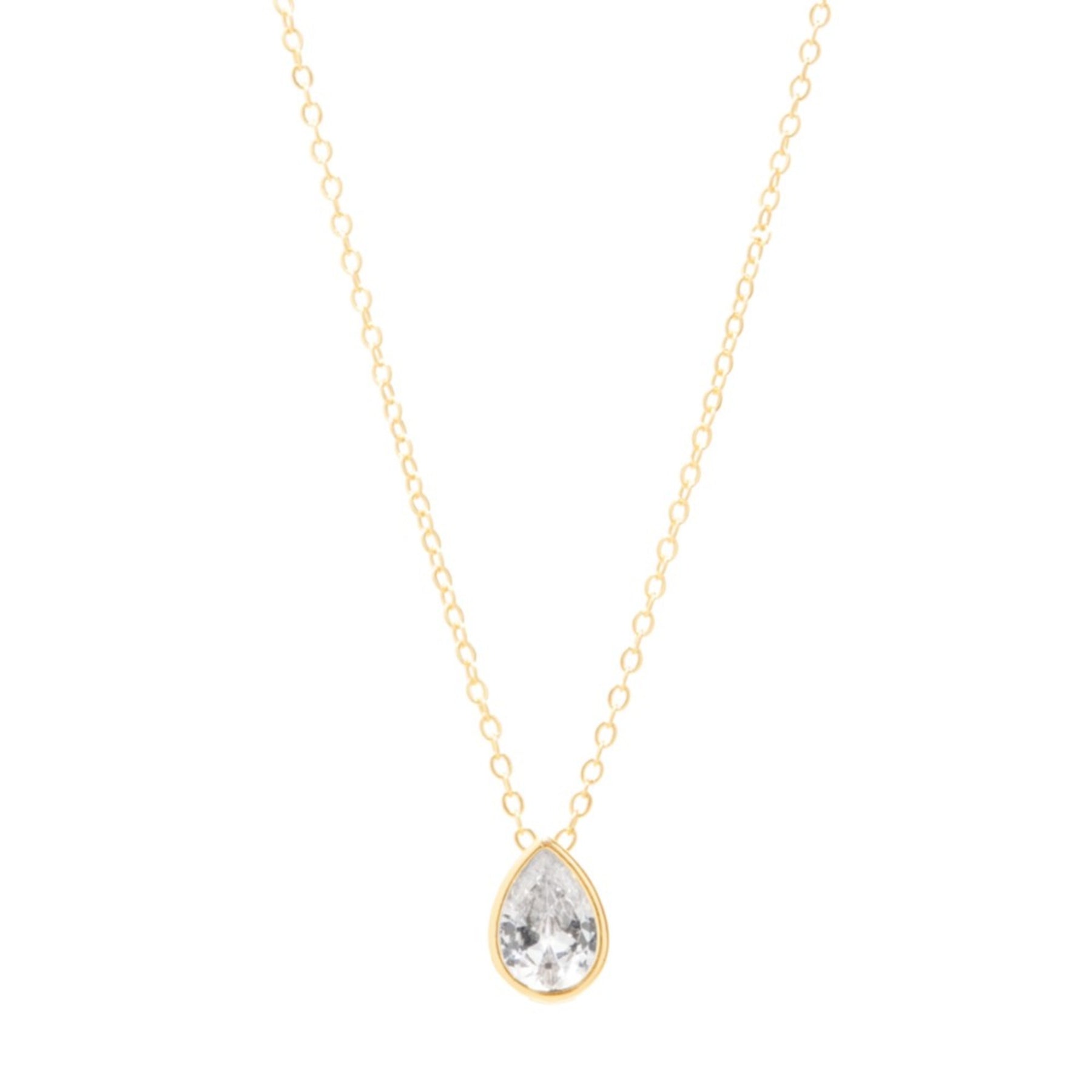 Collar con dije gota bicelada chapa de oro 14k