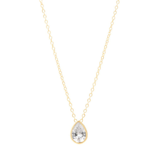 Collar con dije gota bicelada chapa de oro 14k