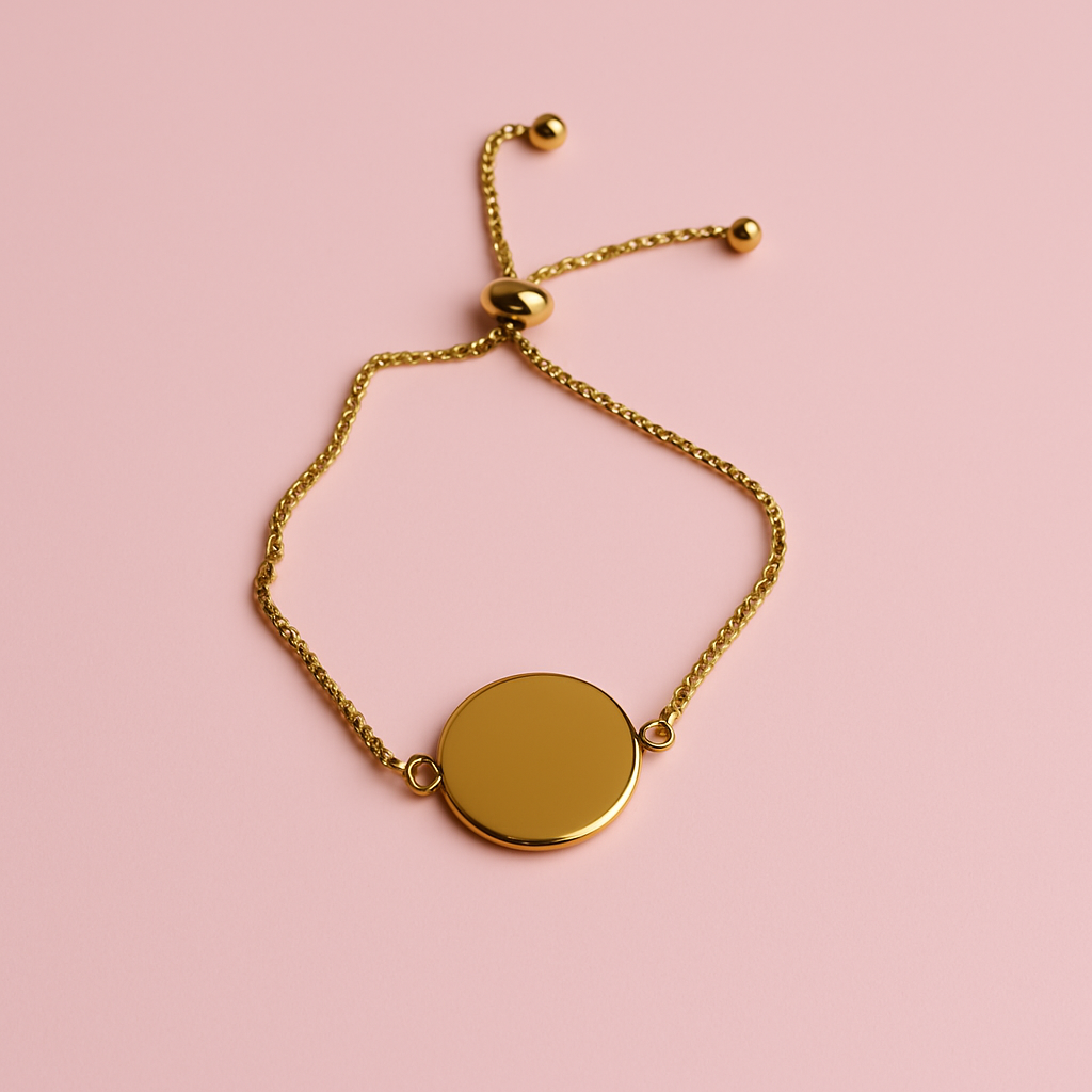PULSERA MEDALLA  GRABADO DORADO
