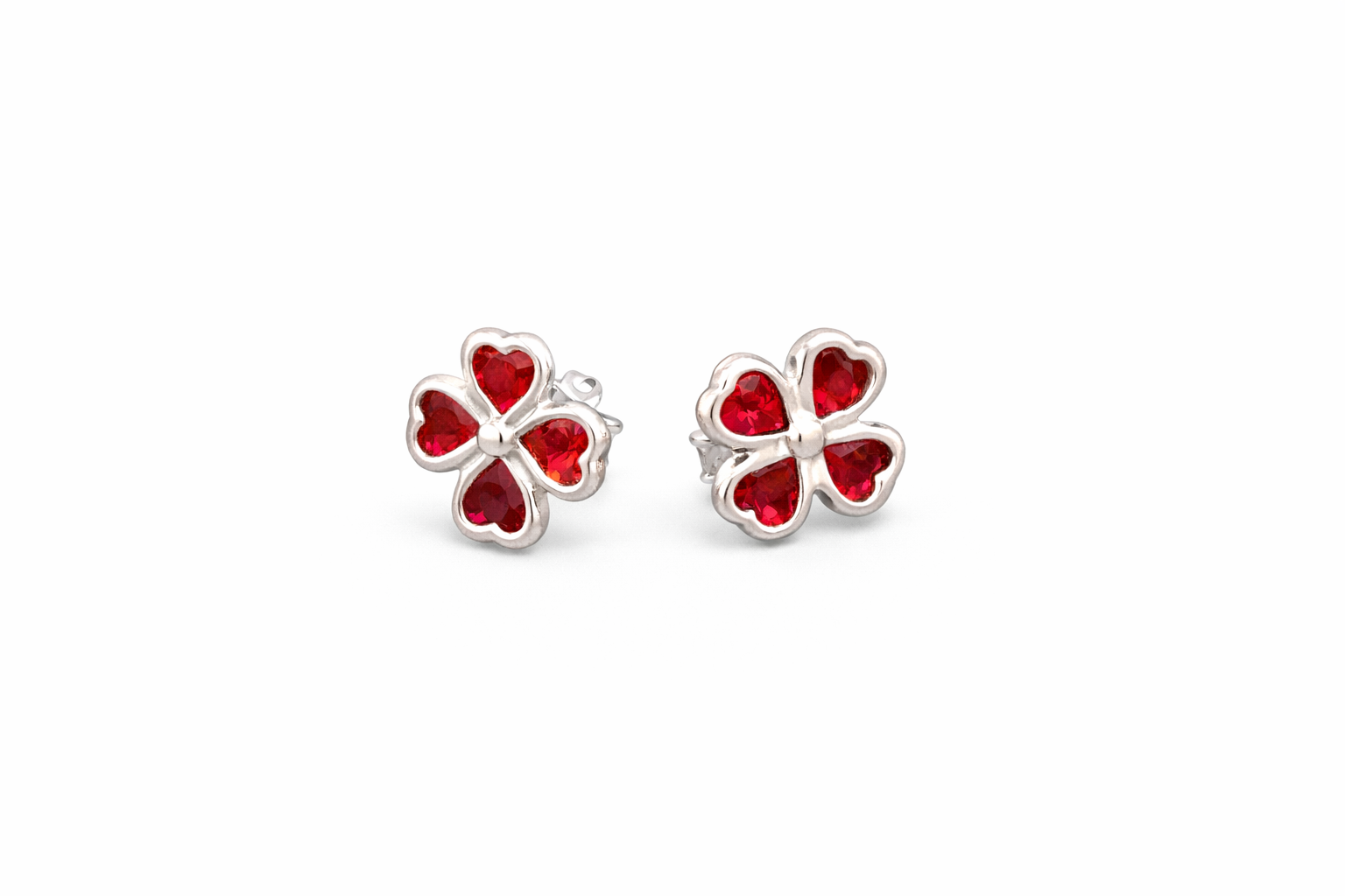 Arete plata.925 trebol 4 hojas
