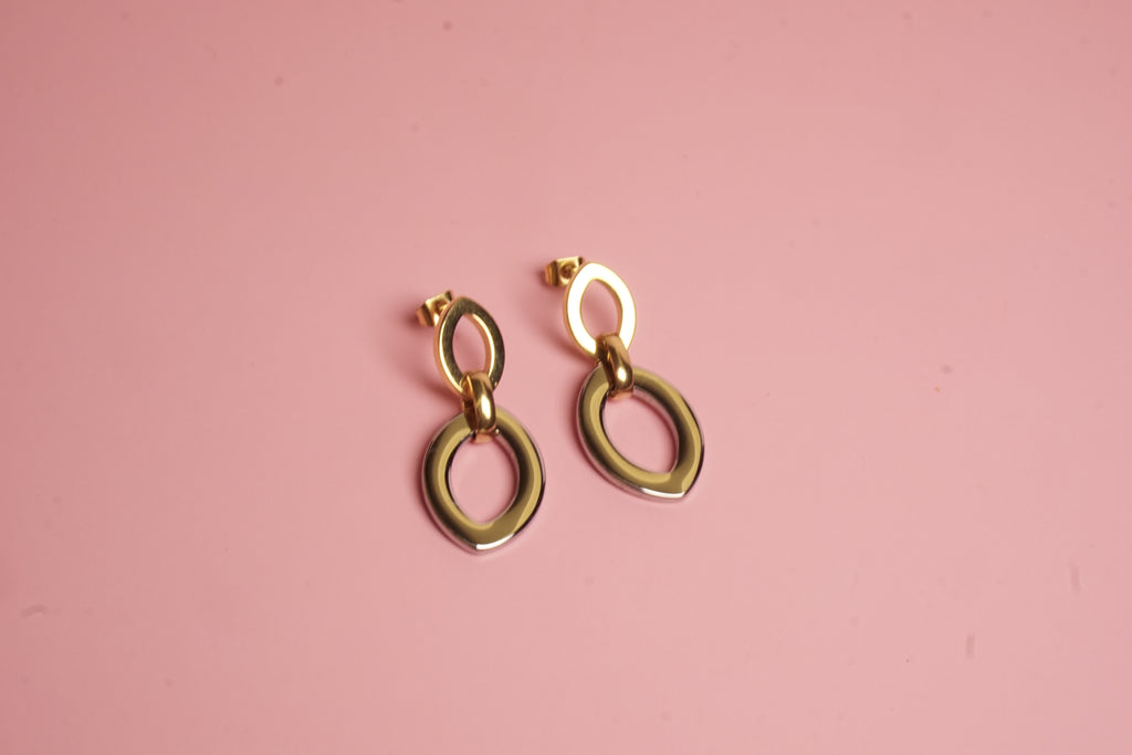 ARETE DE DOBLE GOTA 34MM BICOLOR