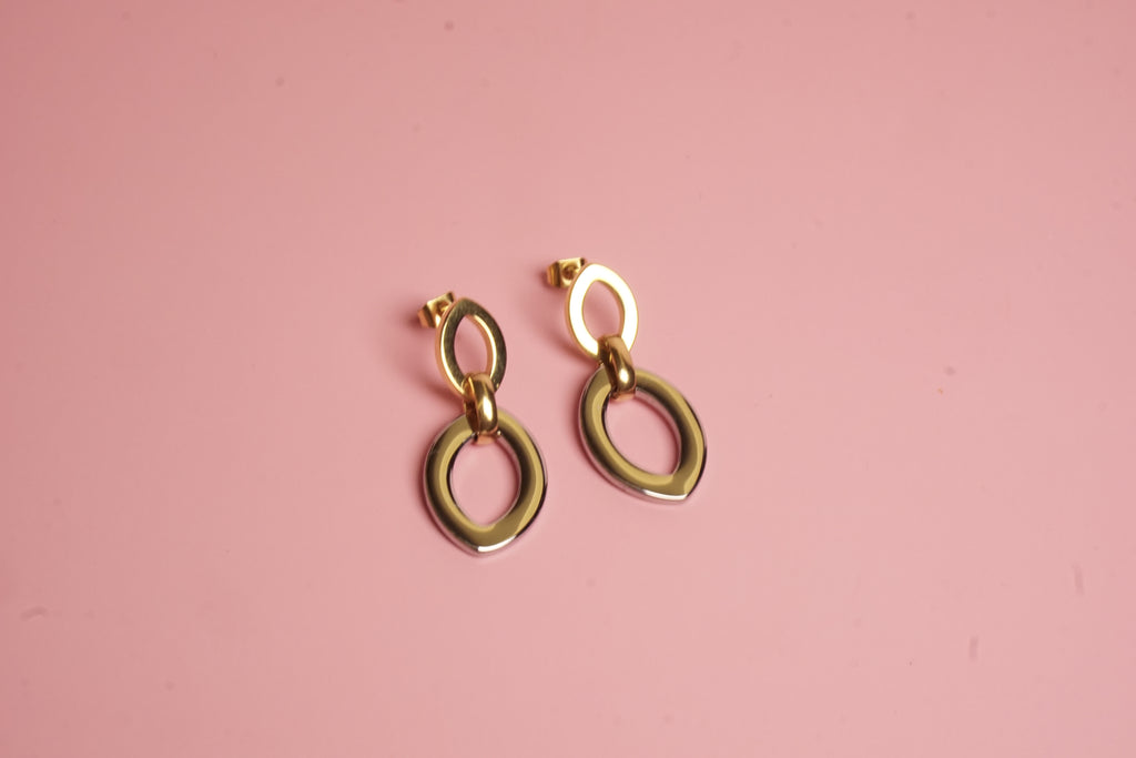 ARETE DE DOBLE GOTA 34MM BICOLOR