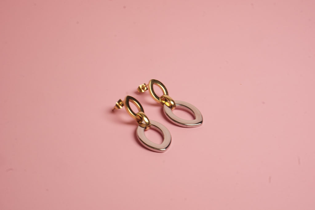 ARETE DE DOBLE GOTA 34MM BICOLOR