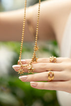 Collar con cadena balin  y dijes de estrella acero