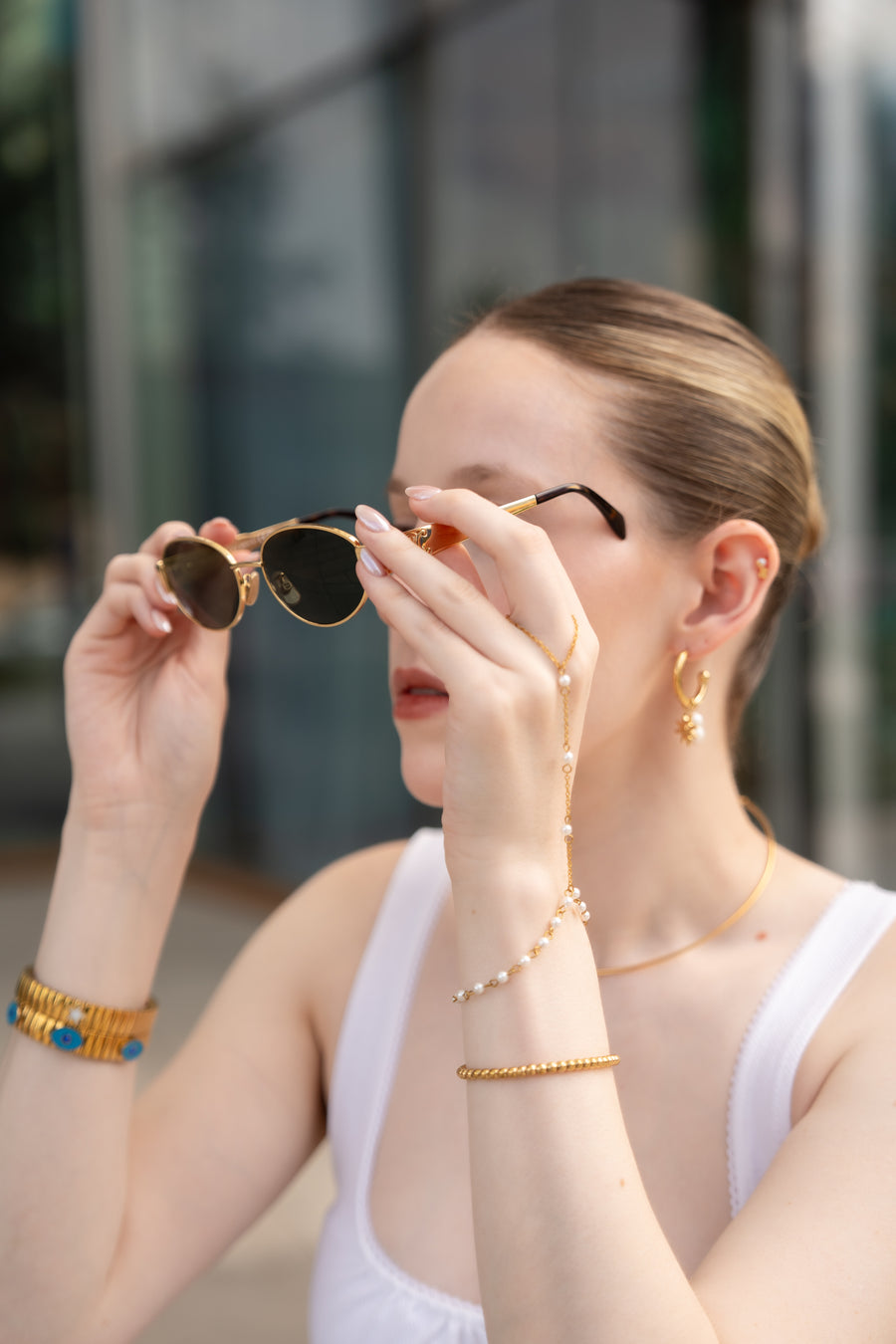 PULSERA AJUSTABLE CUENTAS ACERO