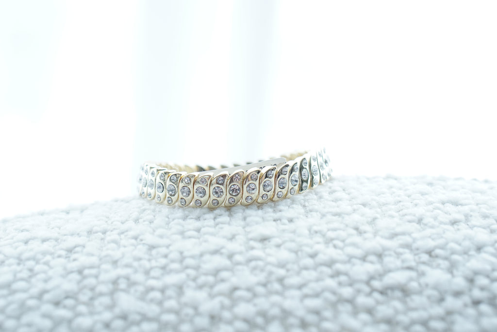 Pulsera chapa de oro curvo zirconias