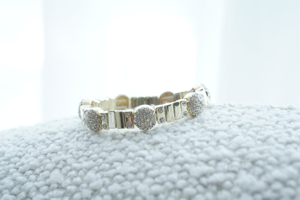 pulsera esferas chapa de oro con zirconias