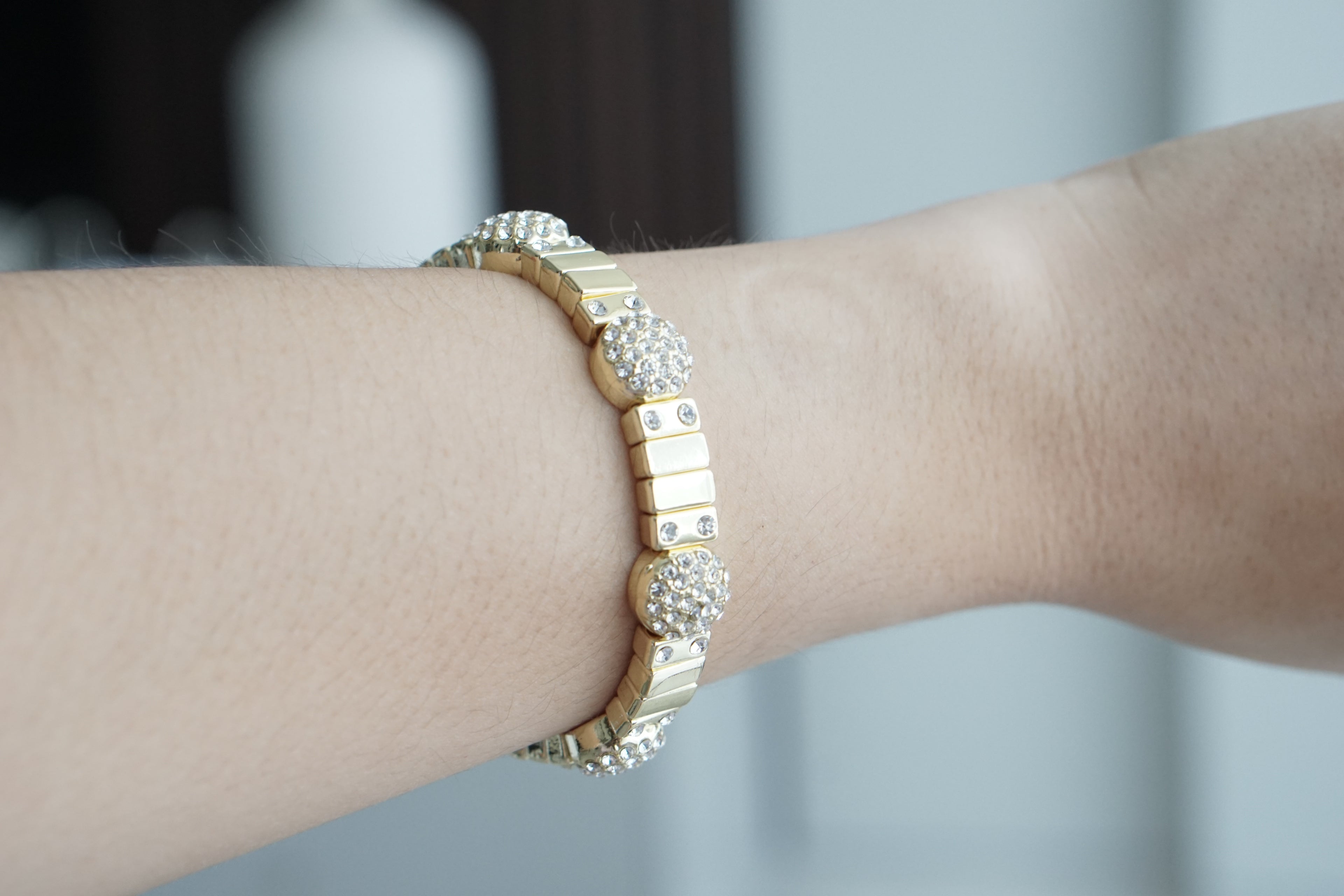 pulsera esferas chapa de oro con zirconias