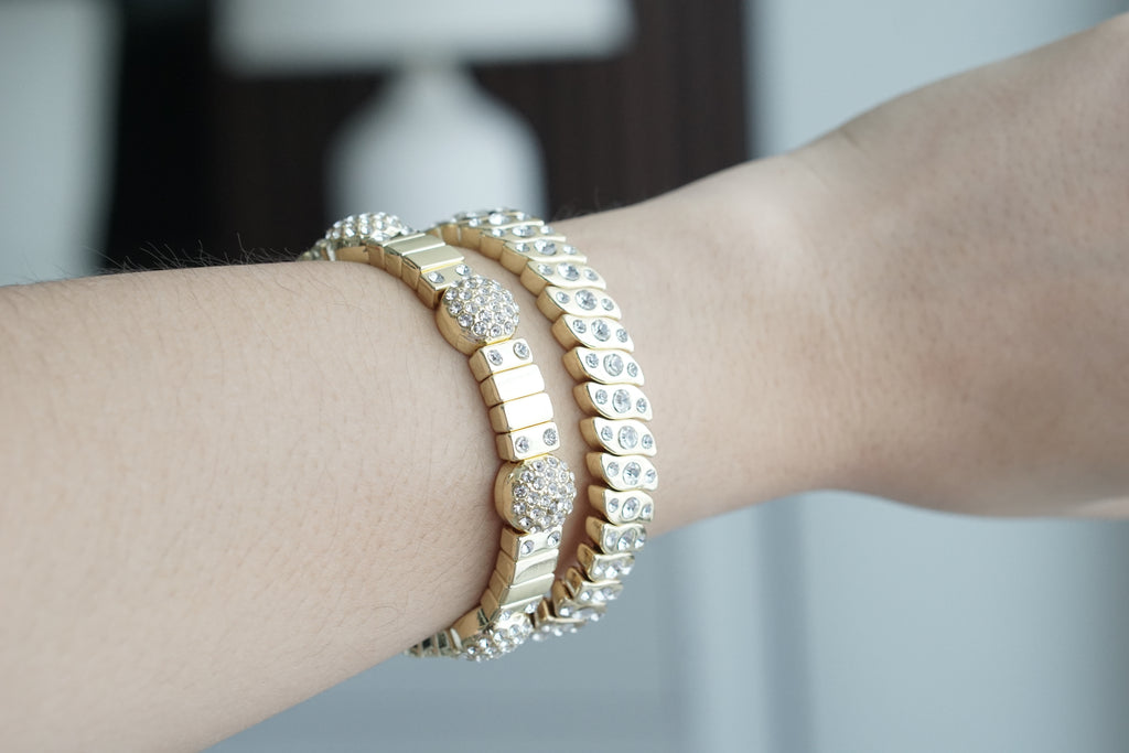 pulsera esferas chapa de oro con zirconias