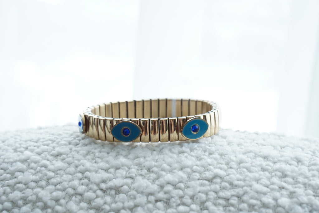 Pulsera acero ojo turco con cristales