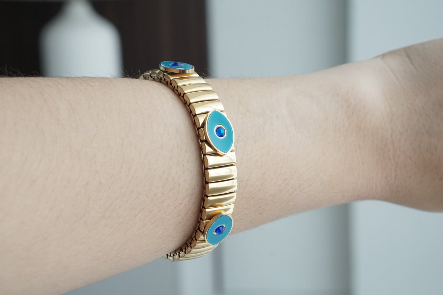 Pulsera acero ojo turco con cristales